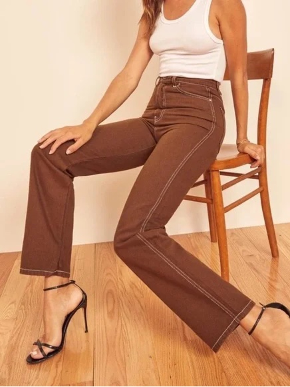 🤎 Reformation Chocolate Brown High-Rise Jeans